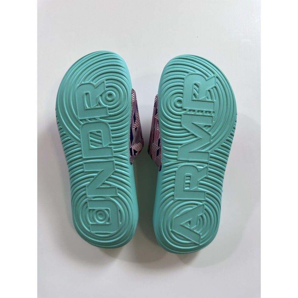 Under Armour Girls Slides Sandals Youth 2 Teal Pink Logo Comfort Pool - Picture 3 of 6